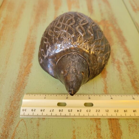 Vintage Handmade Studio Pottery Metallic Bronzed Glazed Hedgehog Mole Figurine - Picture 15 of 16
